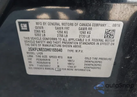 2017 GMC Terrain Sle-2 z USA, uszkodzony, nr VIN 2GKFLNE33H6165940